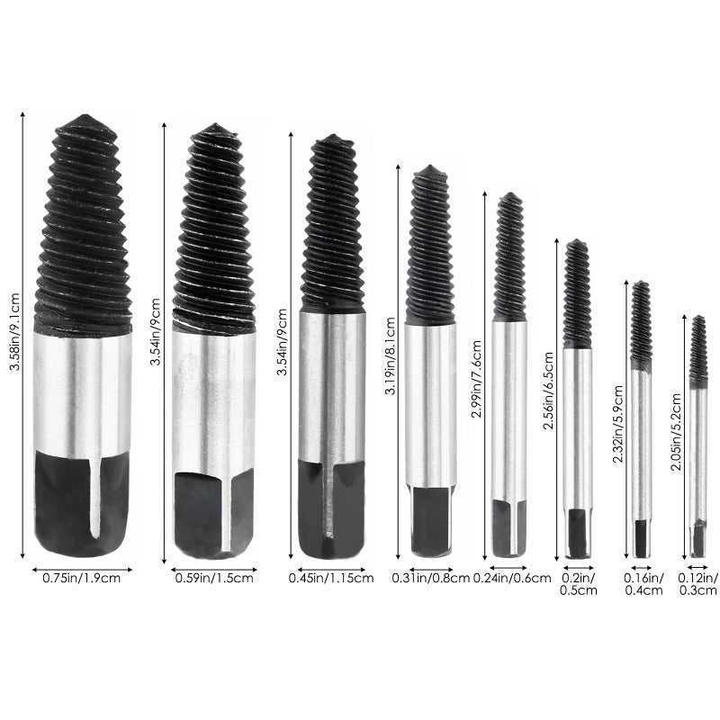 FreeTec 8pcs Water Pipe Screw Extractor Set  Damaged Screw Broken Bolt Remover Set - Image 2